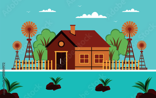Agriculture and Farming Rural landscape concept