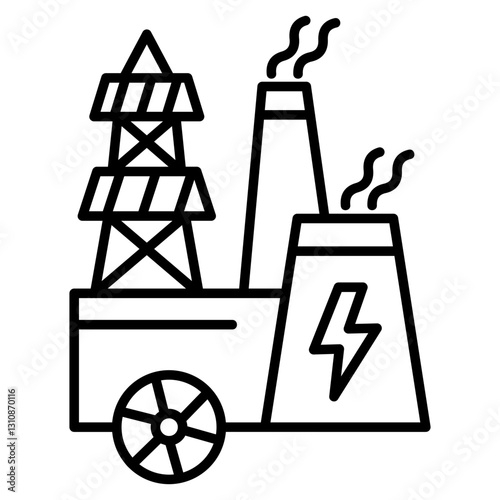 Nuclear Power Outline Icon