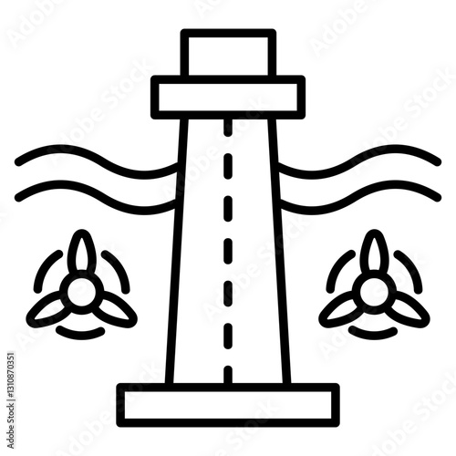 Tidal Power Outline Icon