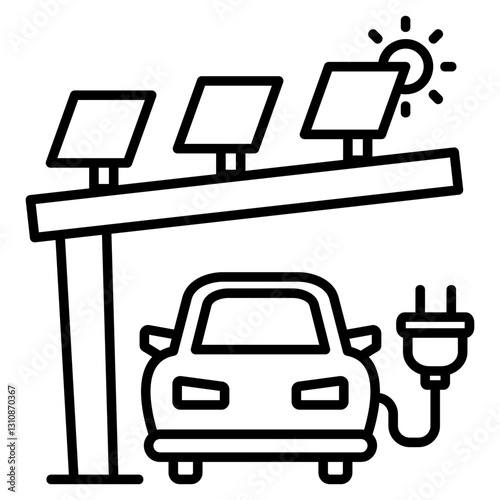 Solar Carport Outline Icon