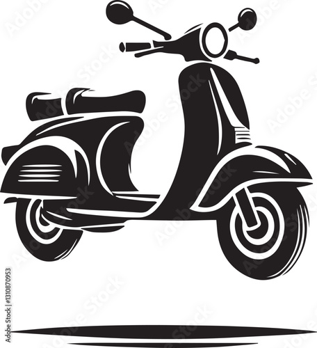 black scooter vector illustration, scooter silhouette vector, scooter vector icon, scooter silhouette vector black and white