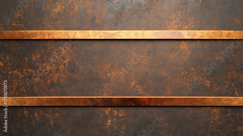 Grunge bronze metal background with straight lines and texture. This artistic design features rustic feel, perfect for various creative projects