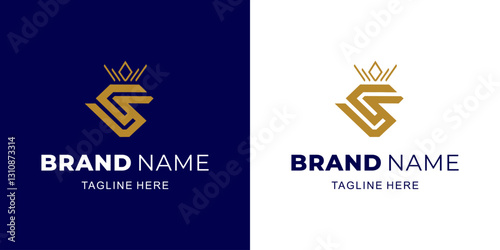 Creative CS Letter Logo with Crown, Illustration, Design Inspiration, Vector, Icon