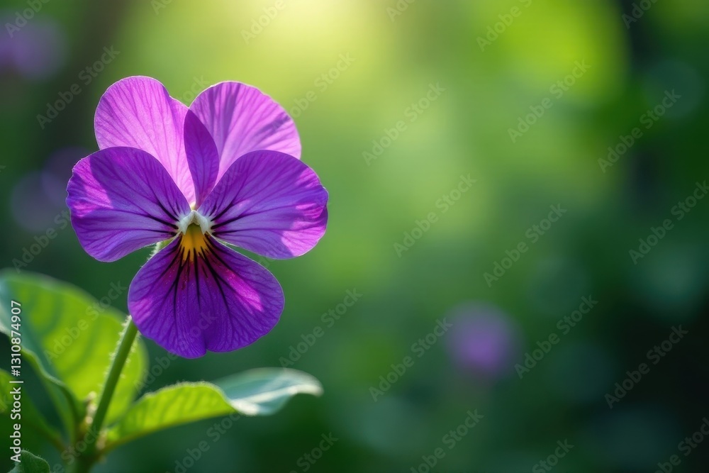 Vibrant purple bloom, white heart, lush green backdrop, macro, botanical Vibrant purple bloom, white heart, lush green backdrop, macro, botanical