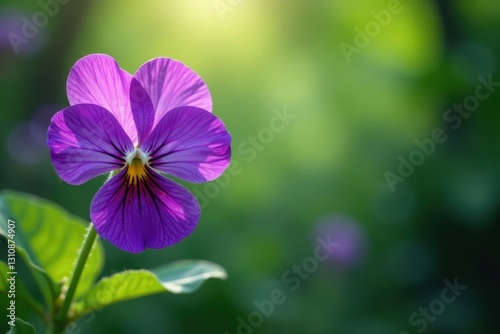 Vibrant purple bloom, white heart, lush green backdrop, macro, botanical