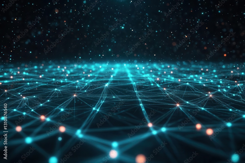 futuristic digital landscape with luminous geometric patterns, deep teals and electric blues creating a three-dimensional technological grid with glowing nodes futuristic digital landscape with luminous geometric patterns, deep teals and electric blues creating a three-dimensional technological grid with glowing nodes