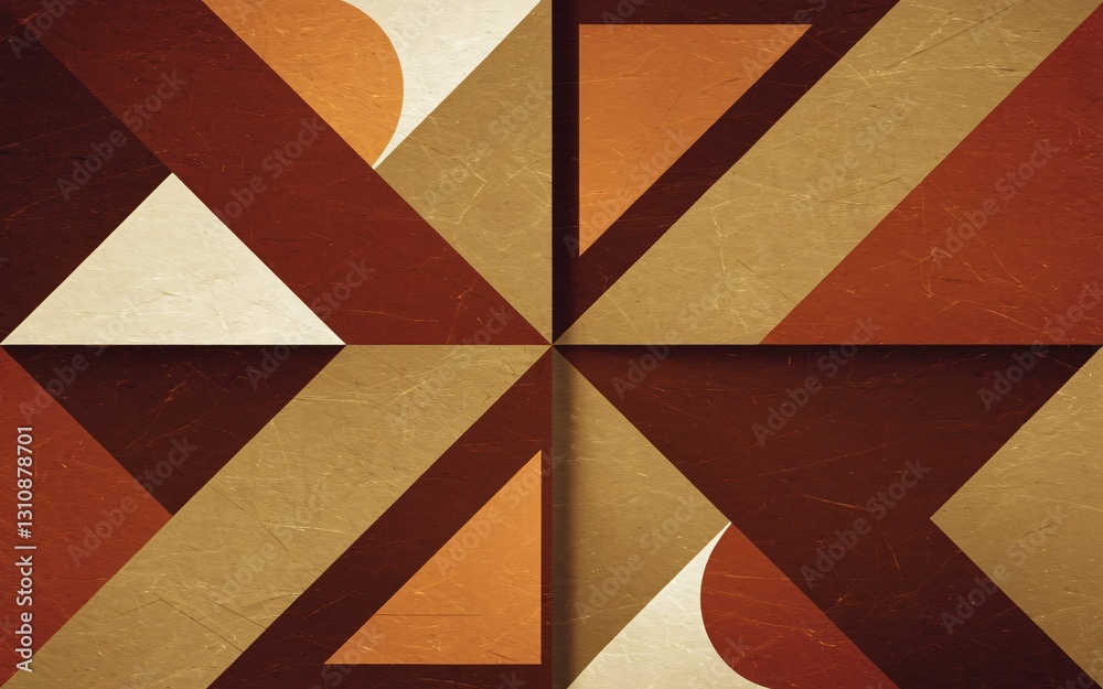 Abstract geometric pattern, warm colors, textured background Abstract geometric pattern, warm colors, textured background