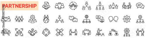 Partnership Icon Bundle – Business Collaboration, Teamwork, Networking, Agreement & Cooperation Icons