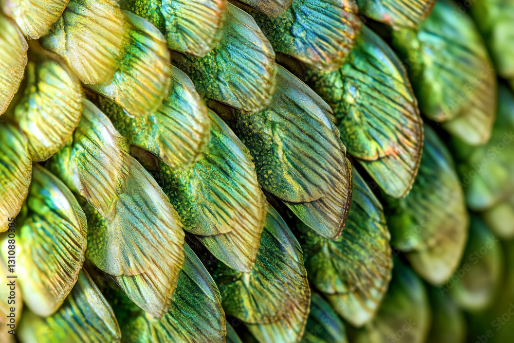 Fototapeta premium texture of green fish scales close up