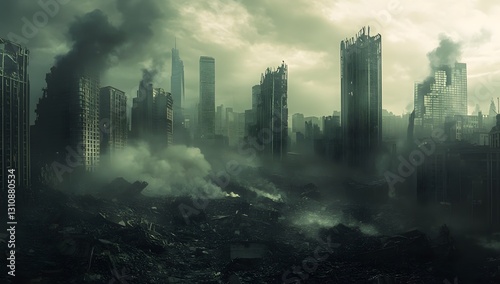 Fototapeta Naklejka Na Ścianę i Meble -  Post-apocalyptic city ruins