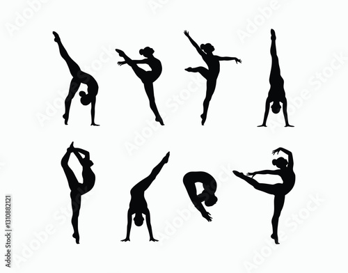 Female Gymnast Silhouette Vector Template