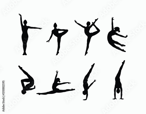 Gymnast Flexibility Silhouette Vector Template