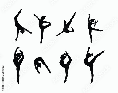 Gymnast Pose Silhouette Vector Template