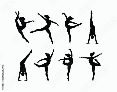 Gymnast Silhouette Collection Vector Template