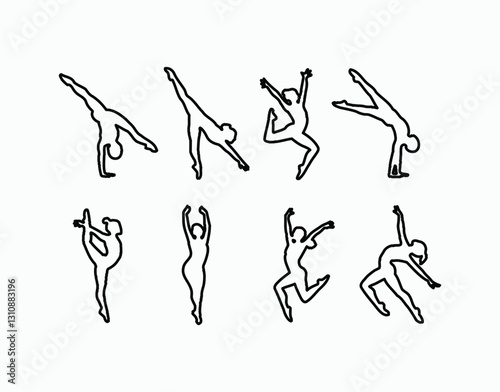 Gymnast Silhouette Movement Vector Template