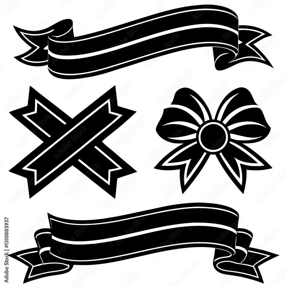 Obraz premium Vintage & Modern Ribbon Silhouette Vector Collection