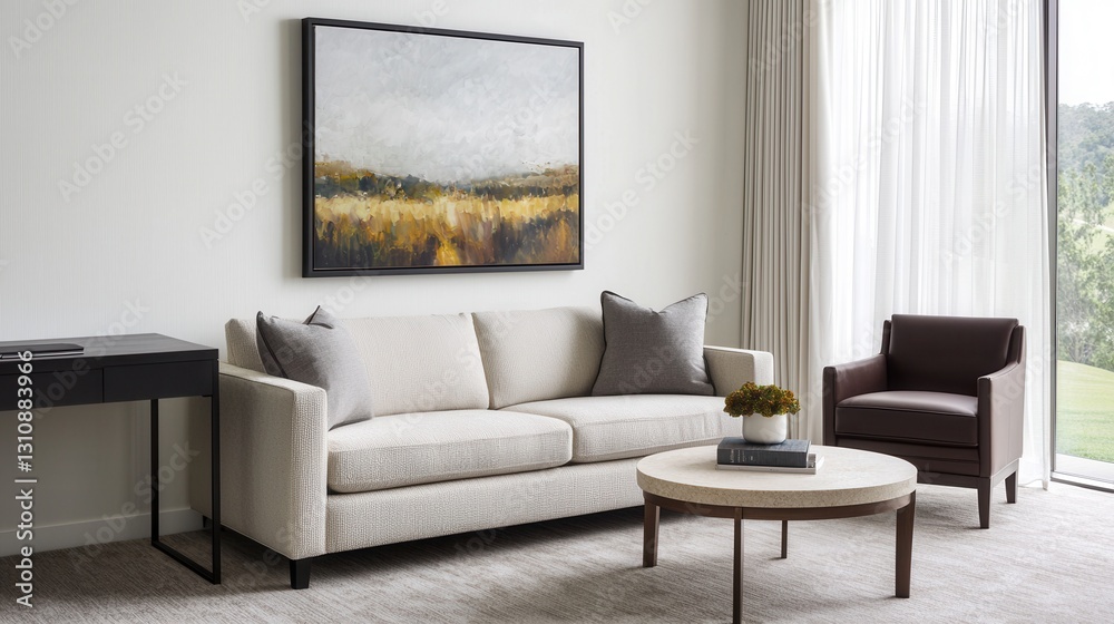 Obraz premium Modern Living Room with Minimalist Design and Natural Light