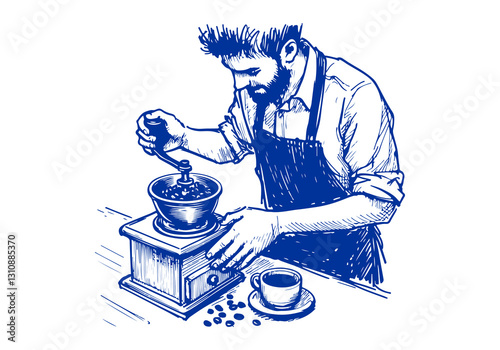 Barista hand drawn sketch illustration vector