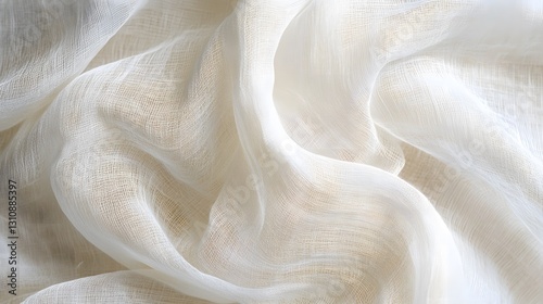 Delicate Drapery: Soft, flowing fabric cascades in gentle waves, creating a sense of ethereal elegance and movement. The translucent material allows subtle light to filter through.