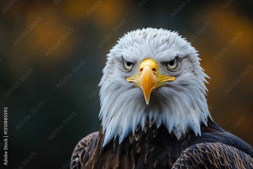 Majestic Bald Eagle Portrait with Intense Stare against a Softly Blurred Natural Background Majestic Bald Eagle Portrait with Intense Stare against a Softly Blurred Natural Background