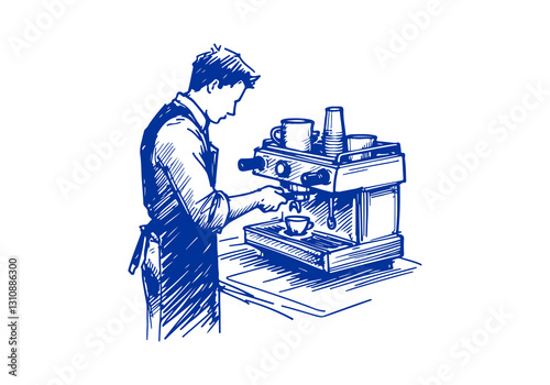 Barista hand drawn sketch illustration vector