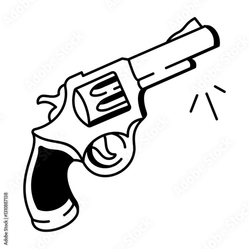 A doodle style icon of hunting revolver 