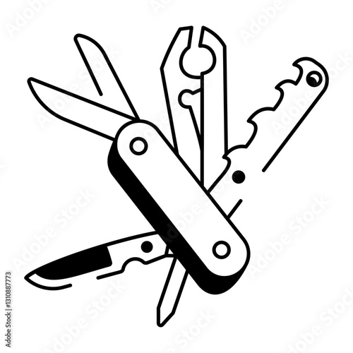 A hand drawn icon of swiss knife 

