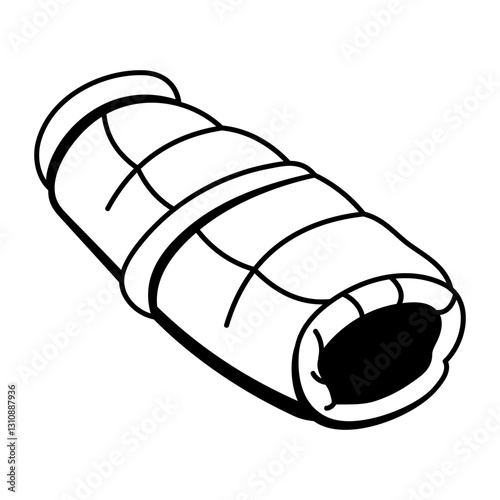 A doodle style icon of safari sleeping bag 