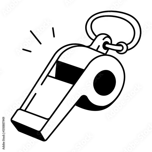 A doodle style icon of blowing whistle 