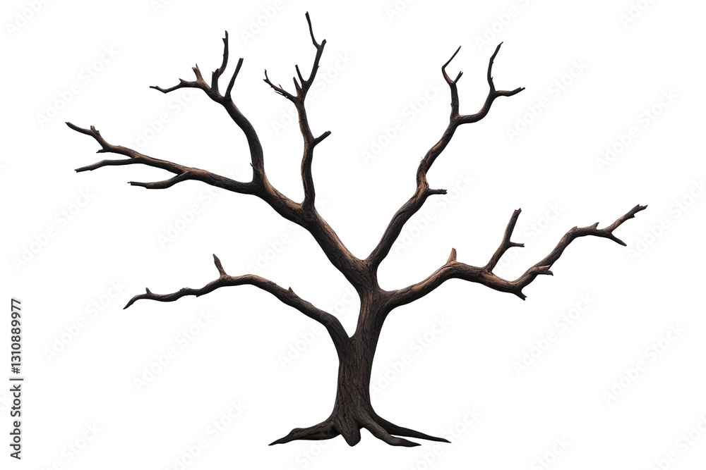 A barren tree with twisted branches, symbolizing nature's resilience. A barren tree with twisted branches, symbolizing nature's resilience.