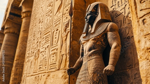 Ancient Egyptian Pharaoh Statue in a Temple