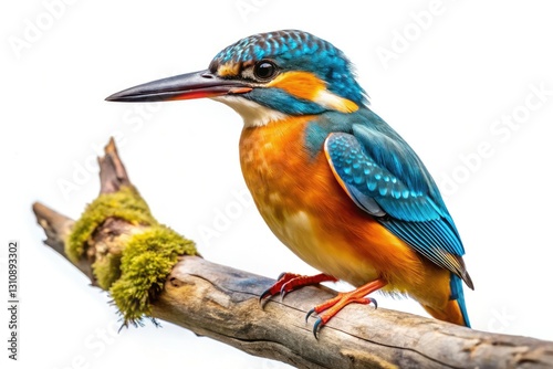 Vibrant common kingfisher portrait: a stunning avian jewel perched elegantly on a branch.