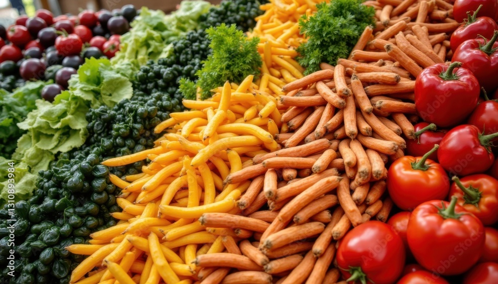 Vibrant fresh produce display farmers market food photography indoor setting close-up view healthy eating concept Vibrant fresh produce display farmers market food photography indoor setting close-up view healthy eating concept