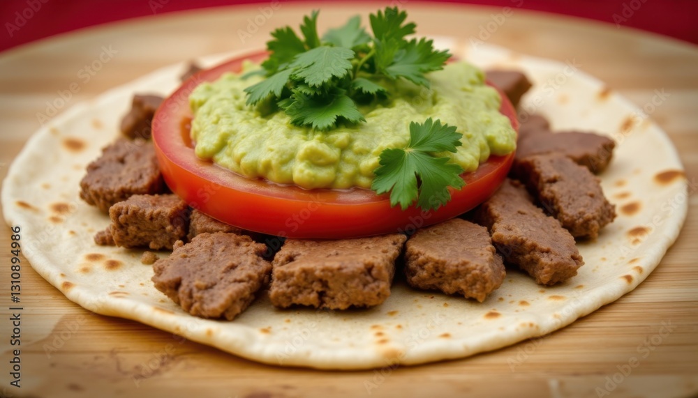 Delicious vegan tacos with guacamole and tomato home kitchen food photography warm lighting culinary delight Delicious vegan tacos with guacamole and tomato home kitchen food photography warm lighting culinary delight