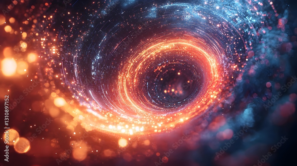 An abstract artistic depiction of swirling cosmic light and energy An abstract artistic depiction of swirling cosmic light and energy