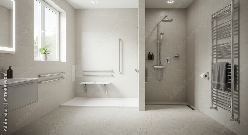 Accessible Walk-in Shower Design with Seat and Grab Bars for Safety Accessible Walk-in Shower Design with Seat and Grab Bars for Safety