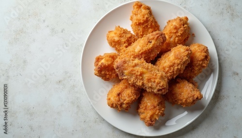 Delicious Crispy Fried Chicken Wings on a White Plate Ready to Eat