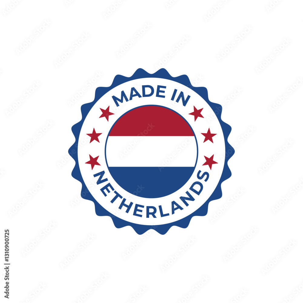 Made in Netherlands vector badge design with national flag Made in Netherlands vector badge design with national flag