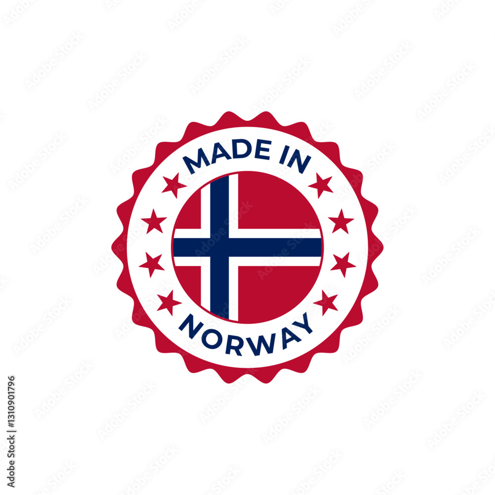 Fototapeta premium Made in Norway vector badge design with national flag