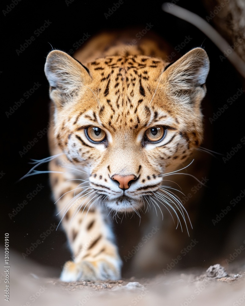 Fototapeta premium Endangered Wilderness Elegance Captivating Leopard Portrait Revealing Eco-Conservation Narrative in Ultra-Sharp Wildlife