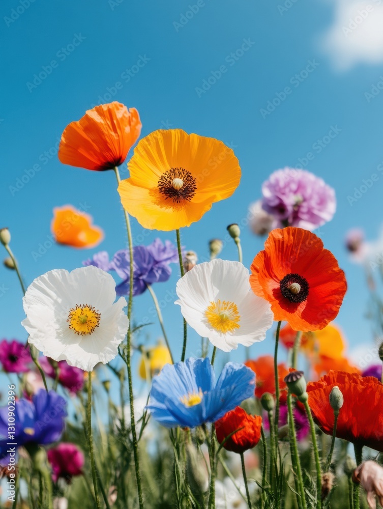 Obraz premium Regenerative Ecosystem Visualization Vibrant Wildflower Meadow Celebrating Biodiversity, Climate Resilience and Pollinator Conservation in High-Resolution 8K Nature