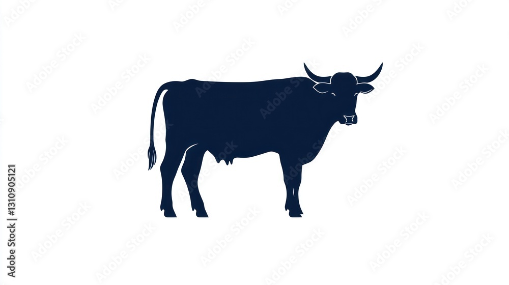 Dark Longhorn Cow Profile, Ranch Background, Agriculture Dark Longhorn Cow Profile, Ranch Background, Agriculture