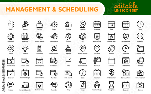 Management Administration and Scheduling Organizer Icons - Professional Vector Illustrations