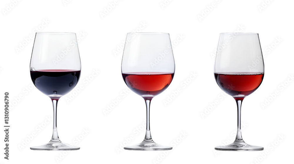 Three glasses of red wine different shades, Three glasses of red wine different shades,