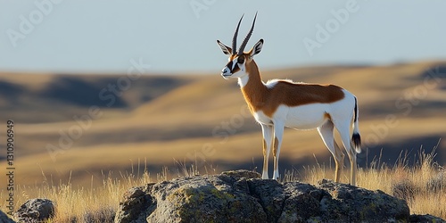 Majestic wyoming antelope gazelle in natural habitat during a private land hunting expedition in scenic landscape
