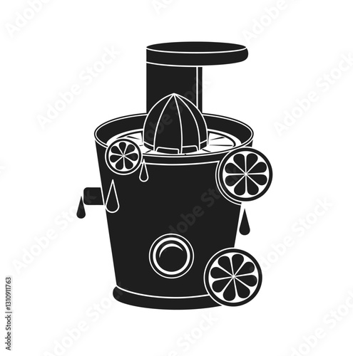 Citrus juicer machine icon vector in black color with white background