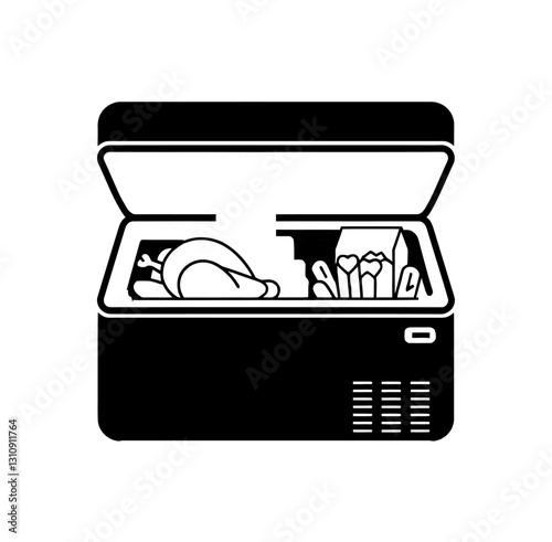 Deep freezer icon vector in black color with white background