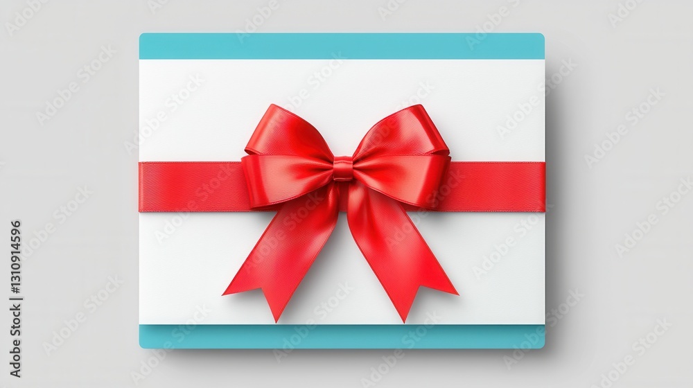 Gift Box with Red Ribbon on a Light Background for Celebrations Gift Box with Red Ribbon on a Light Background for Celebrations