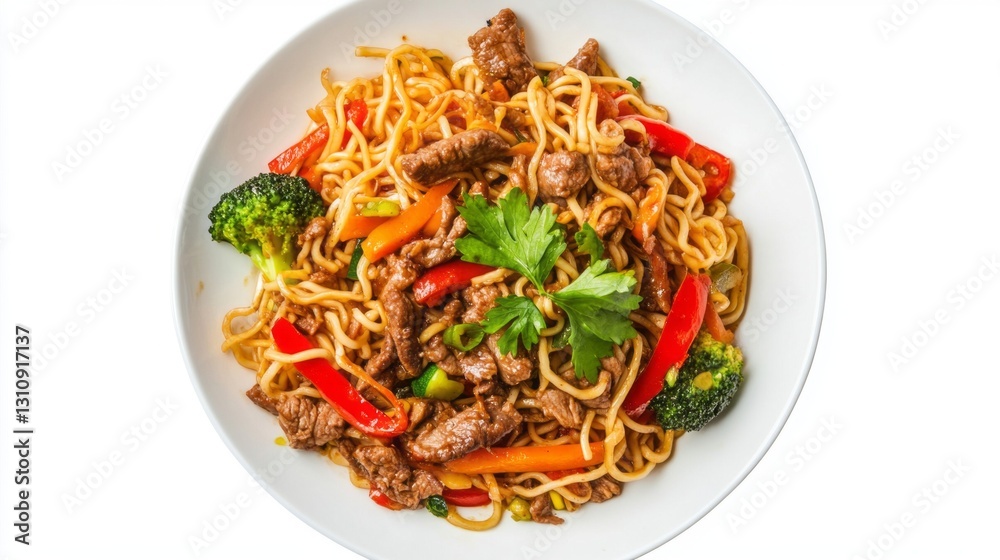 A scrumptious bowl filled with perfectly cooked noodles, tender meat, and a colorful array of fresh vegetables creates a delightful feast for the senses A scrumptious bowl filled with perfectly cooked noodles, tender meat, and a colorful array of fresh vegetables creates a delightful feast for the senses