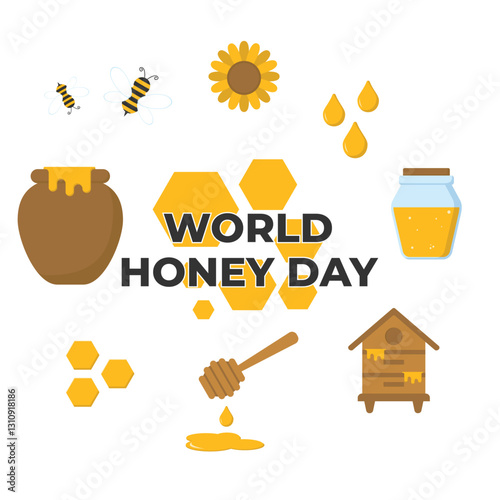 Honey elements icon set suitable for world honey bee day